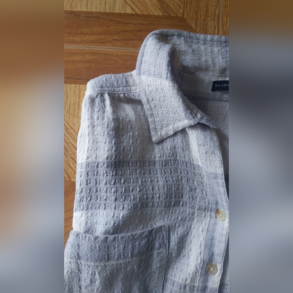 Black Tape cream plaid button down size S - Picture 5 of 8